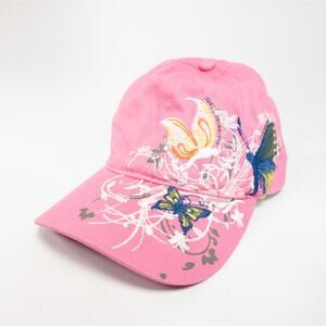 Flower & Butterfly Adjustable 6 Panel Baseball Cap Hat